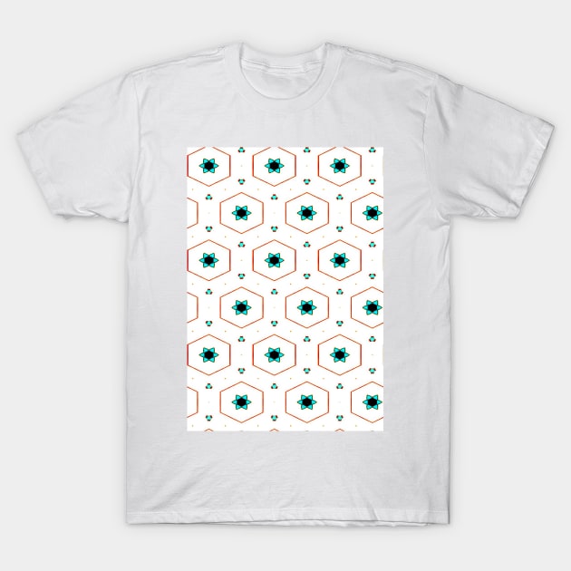 Turquoise geo flowers T-Shirt by YamyMorrell